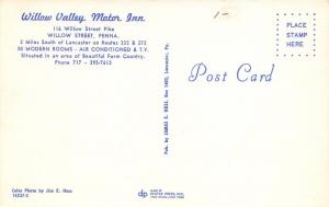 Willow Street Pennsylvania~Willow Valley Motor Inn~1950s Roadside Postcard