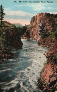 USA The Narrows Spokane River Washington Vintage Postcard 08.99