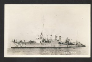 RPPC U.S. NAVY MILITARY SHIP USS FOX BOAT WWII VINTAGE REAL PHOTO POSTCARD