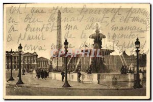 Old Postcard Paris Place de la Concorde