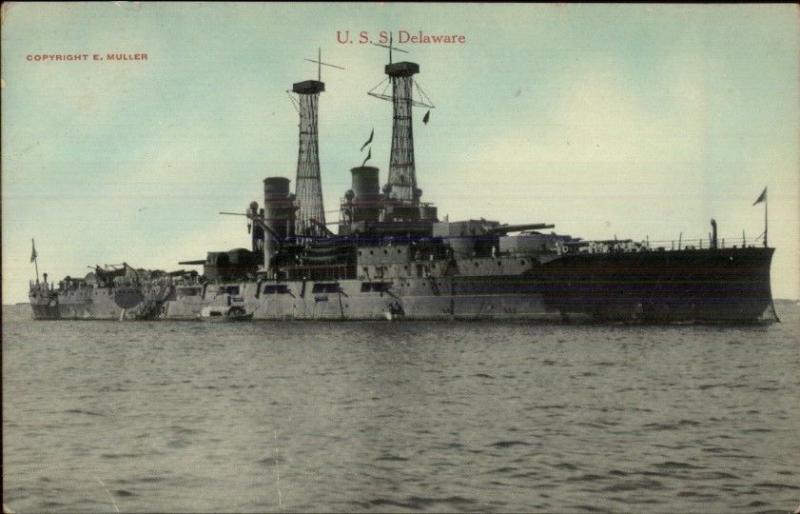 HH Stratton Series US Navy Battleship c1910 Postcard USS DELAWARE