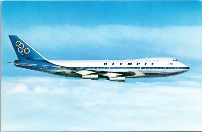 Olympic Airways Boeing 747-200 B Jet Airplane Vintage Postcard D35