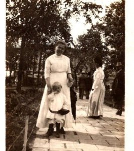 RPPC  Mother & Son Dressed Up   - Real Photo Postcard  c1917