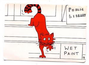 Cartoon Orange Cat Stripped Tale, Wet Paint, Public Library