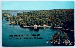 BUCKHORN, ONTARIO Canada ~ Roadside THREE CASTLES COTTAGES c1960s  Postcard