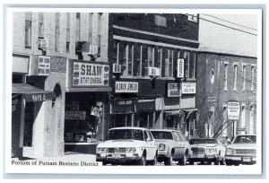 Putnam Connecticut Postcard Portion Putnam Business District Classic Cars c1940