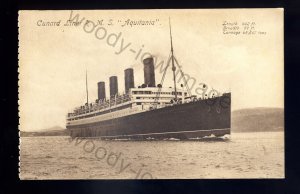 LS2472 - Cunard Liner - Aquitania - built 1914 - postcard