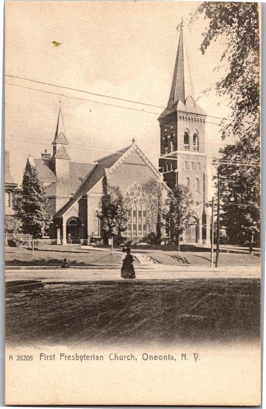 First Presbyterian Church, Oneonta NY UDB Vintage Postcard N17