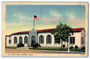 1938 US Post Office Building Scene Street McAllen Texas TX Vintage Postcard