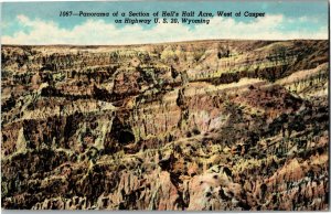 View of Hell's Half Acre, West of Casper WY on U.S. 20 Vintage Postcard J30