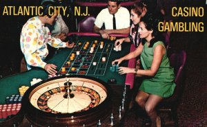 Vintage Postcard Scene on Casino Gambling Atlantic City New Jersey N. J.