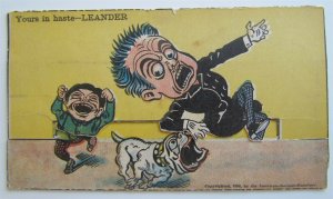 MOVING PICTURE COMIC ANTIQUE POSTCARD NY SUNDAY AMERICAN & JOURNAL - LEANDER