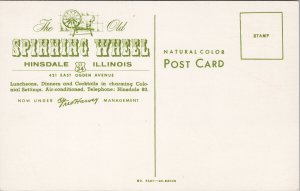 Hinsdale IL The Old Spinning Wheel Restaurant Interior Fred Harvey Postcard G55