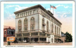 SACRAMENTO, California CA   NATIVE SONS HALL Street Scene ca 1920s  Postcard