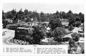 Auburn California Placer Frasher Old Town Birdseye 1940s Postcard RPPC 24-7592