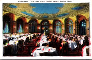 USA Restaurant The Copley Plaza Boston Massachusetts Linen Postcard 09.99