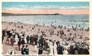 Newport Beach Rhode Island 1921 Bird's Eye View Boardwalk Beach Vintage Postcard