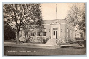 Vintage 1930's Postcard American Flag US Post Office Franklin Massachusetts