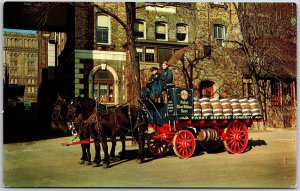 The Old Meets The New In Old Milwaukee Wisconsin Brewery Horse Wagon Postcard