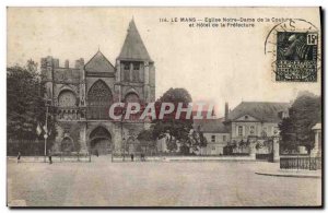Old Postcard Le Mans Church of Our Lady of Couture and the Hotel de la Prefec...