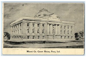 c1910 Exterior View Miami Co Court House Building Peru Indiana Vintage Postcard