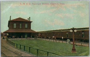 CHARITON IA RAILROAD STATION RAILWAY DEPOT ANTIQUE POSTCARD