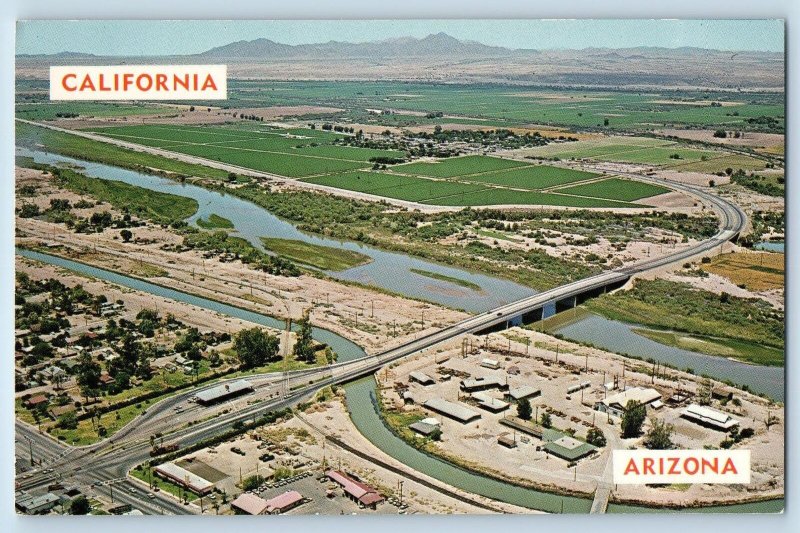 c1950's Aerial View Of Arizona Inspection Station Borders Yuma Arizona Postcard