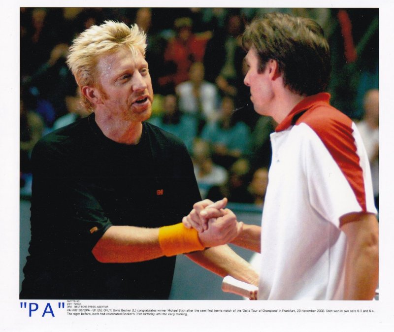 Michael Stitch vs Boris Becker Frankfurt Germany 2002 PA Tennis Press Photo