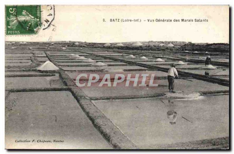 Old Postcard Batz Loire General view of the Salt Marshes