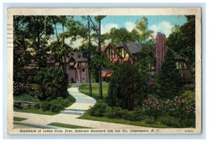 1938 Residence of Julian Price, Pres Jefferson Standard Life Ins Co. Postcard 