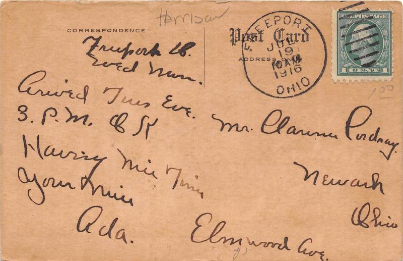 D27/ Freeport Ohio Postcard 1916 M.E. Church Building