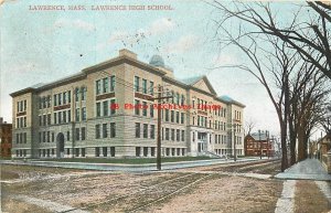 8 Postcards, Lawrence, Massachusetts, High School-Post Office-Mills-Water Tower