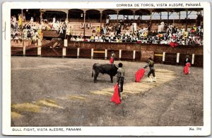 Bull Fight Vista Allegre Panama Sports Scene Postcard