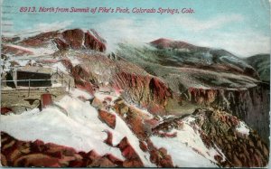 Vtg Postcard 1915 North From Summit of Pike's Peak - Colorado Springs CO