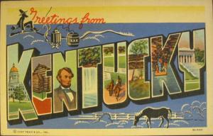 Kentucky Large Letter Linen Postcard