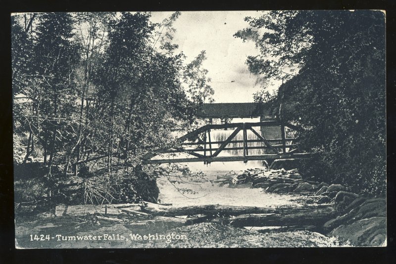 Turnwater Falls, Washington/WA Postcard, Park, Bridge Over River