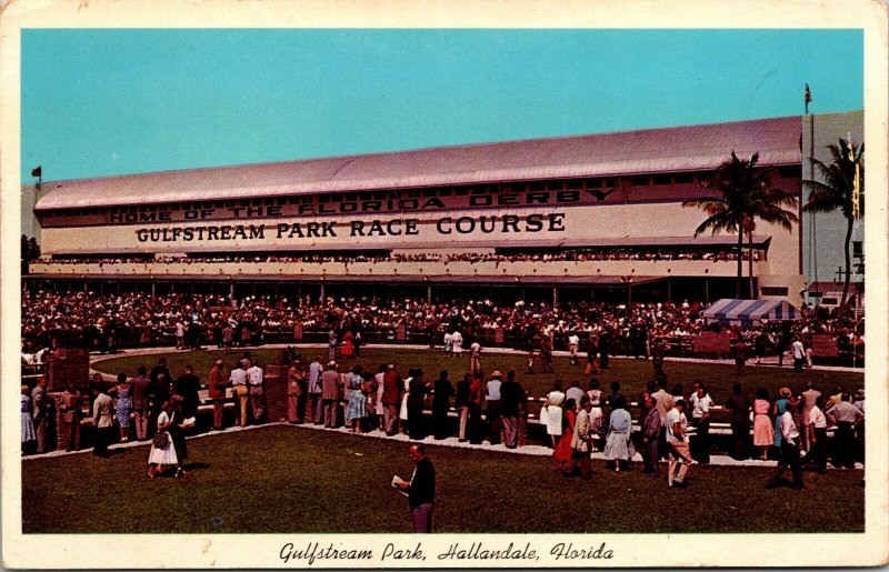 Vtg 1950's Gulfstream Park Horse Race Track Hallandale Florida FL Postcard