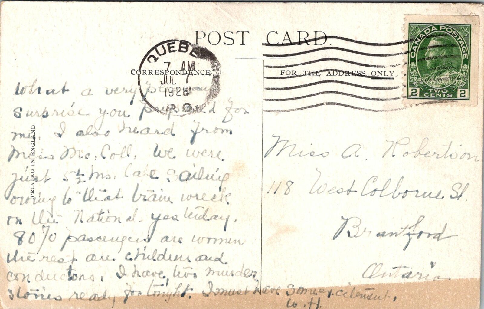 Vintage Postcard Cunard Lines R.M.S. Andania in TOW Mailed in 1928 ...