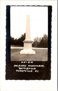 Real Photo Postcard Union Soldiers Monument Battlefield in Perryville, Kentucky