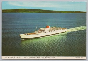 Ship~Air View Princess of Acadia Bay of Fundy St John~Continental Postcard 