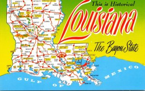 Greetings From Louisiana The Bayou State With Map