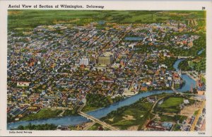 Postcard Aerial View Section Wilmington Delaware DE