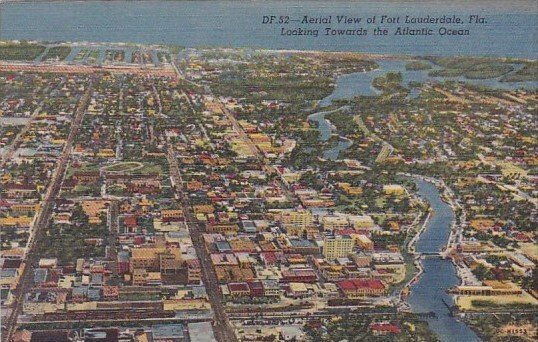 Florida Fort Lauderdale Aerial View Looking Towards The Atlantic Ocean Curteich