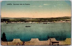 Lisboa Panorama Visto Da Trafaria Lisbon Portugal Ocean View Boat Postcard