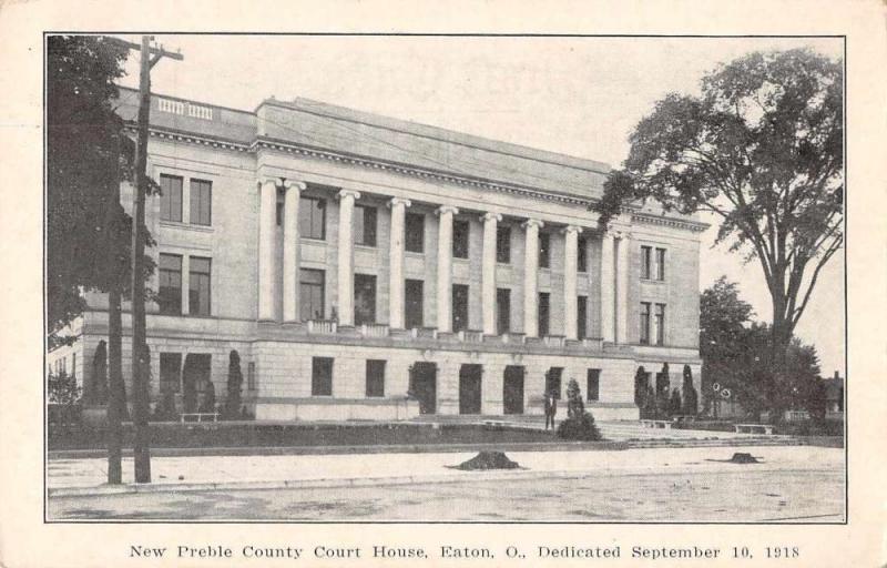 Eaton Ohio New Preble County Court House Antique Postcard J63674