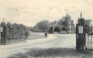 Postcard Ohio Cleveland Entrance to Brookside Cemetery Rotograph 23-2811