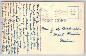 Lewiston Maine~Kora Temple On Hospital Square~Vintage Linen Postcard