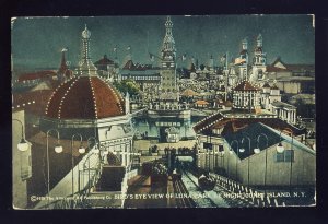 Coney Island, New York/NY Postcard, Aerial View Of Luna Park At Night, 1922!