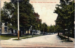 USA Park Avenue Looking North South Bend Indiana Vintage Postcard C032