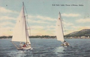 Idaho Lake Coeur d'Alene Sailboats At Full Sail 1953